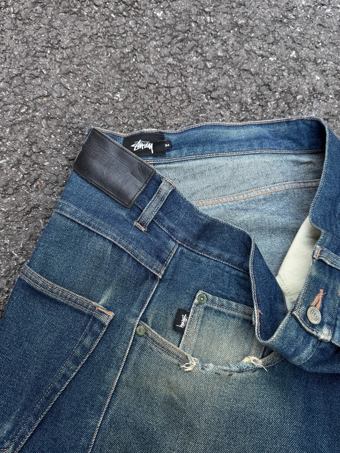 Stussy 스투시 워시드 데미지 데님팬츠 상품이미지2