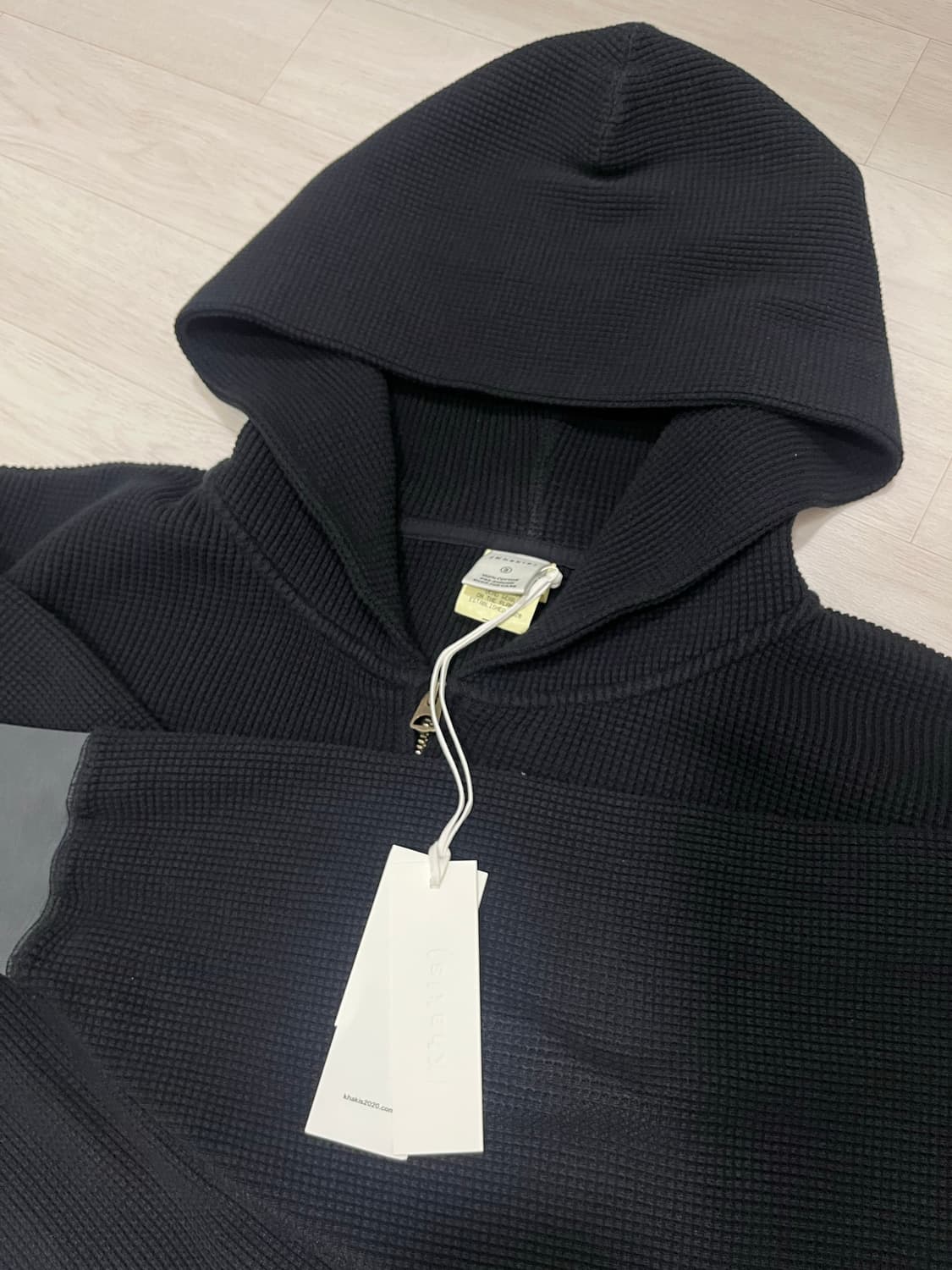 카키스 와플 풀집 후디 검정색  L사이즈 상품이미지4