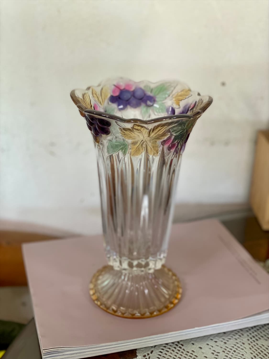 일본 소가글라스 빈티지 화병 유리 꽃병 오브제 상품이미지4