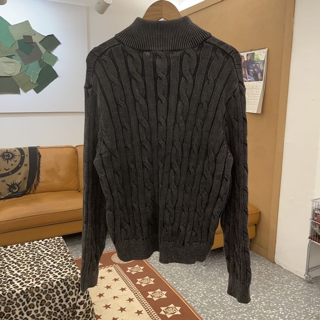 트릴리온 빈티지 아메카지 꽈배기 니트 집업 가디건 M C09305 상품이미지4