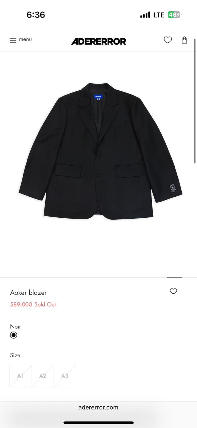 아더에러 23SS Aoker 블레이저 자켓A1 사이즈 상품이미지1