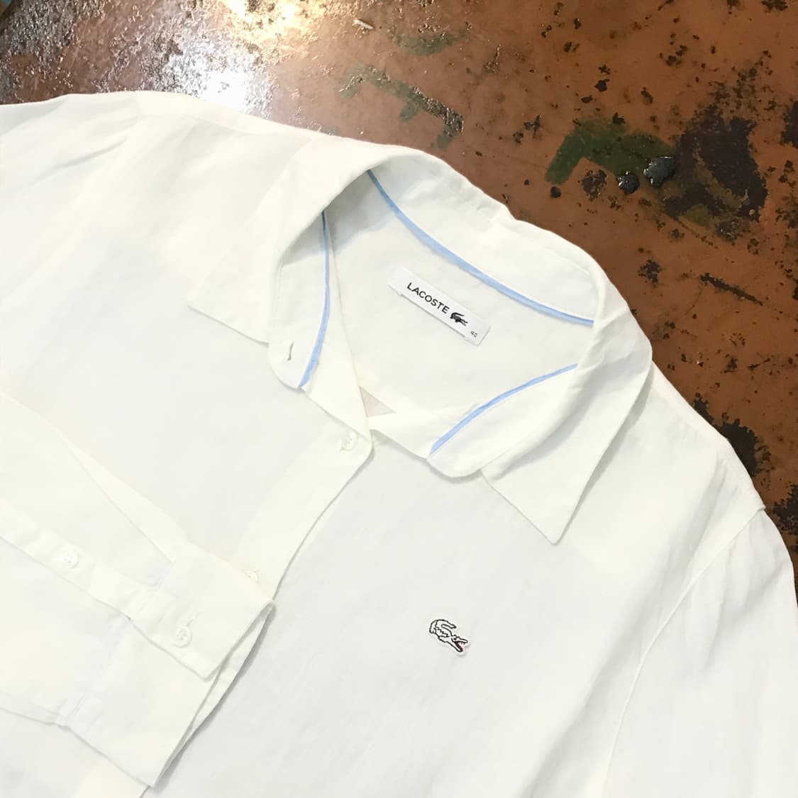 라코스테 화이트 린넨 셔츠 여성 55 66 상품이미지3