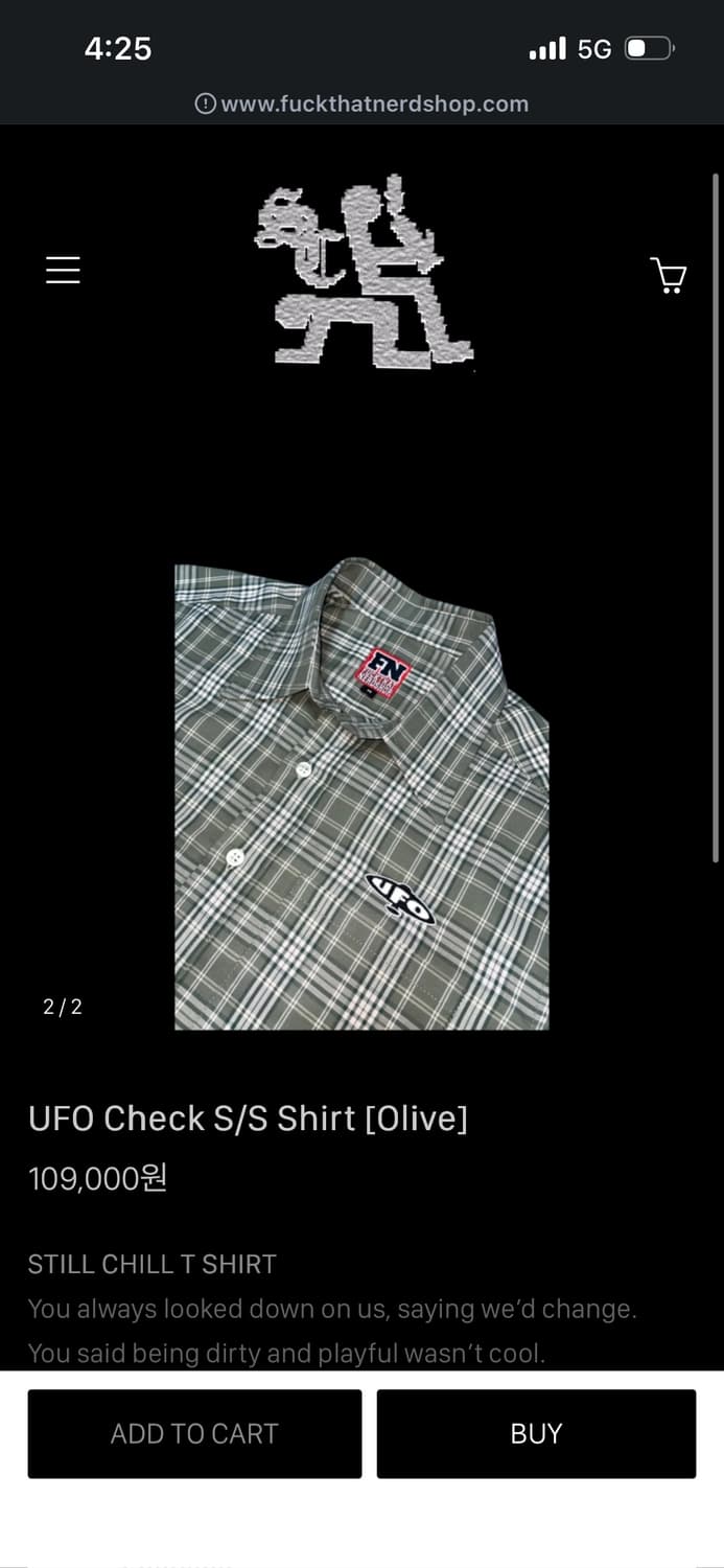 퍽댓너드샵 올리브 체크셔츠m 상품이미지2