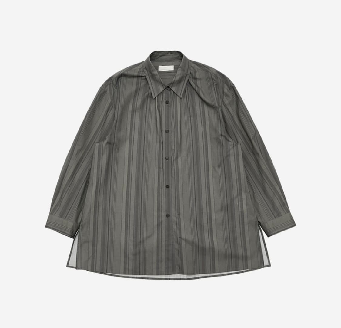 아모멘토 우먼 넥 셔링 오버사이즈 셔츠 스트라이프 - 24FW 상품이미지1