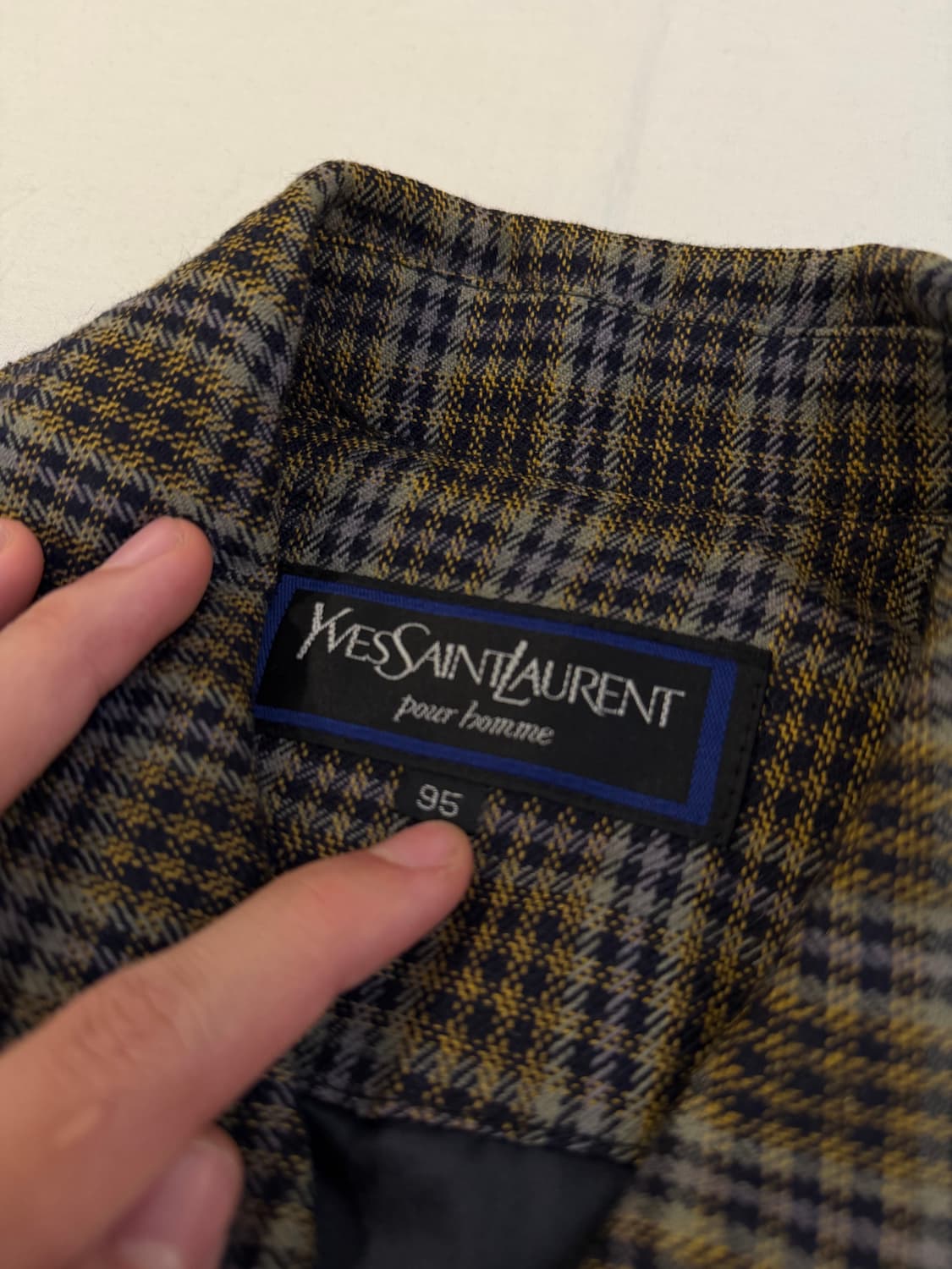 90s YSL 입생로랑 체크패턴 알파카 울 블루종 봄버자켓 상품이미지4
