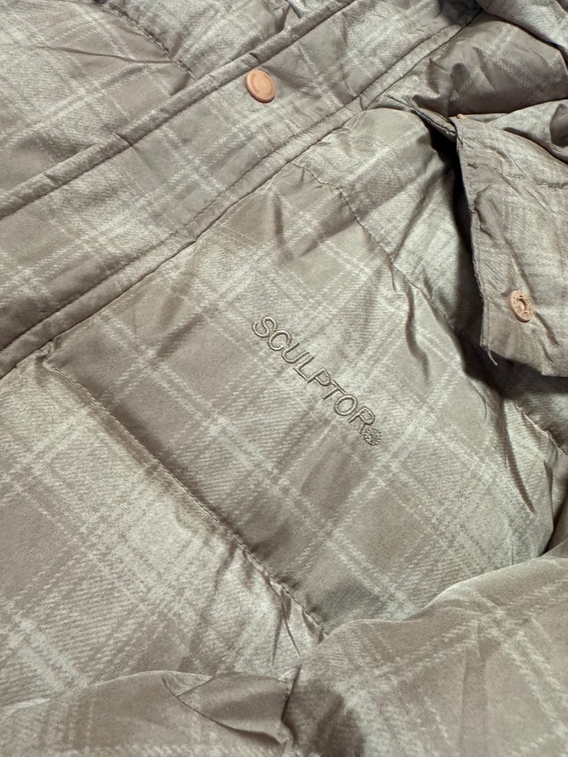 스컬프터 덕다운 체크 롱패딩 상품이미지4