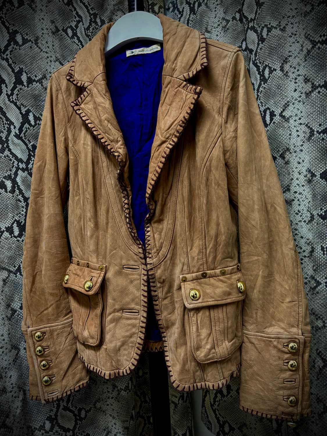 00’s Pinterest Western Cow Leather Gold  상품이미지6