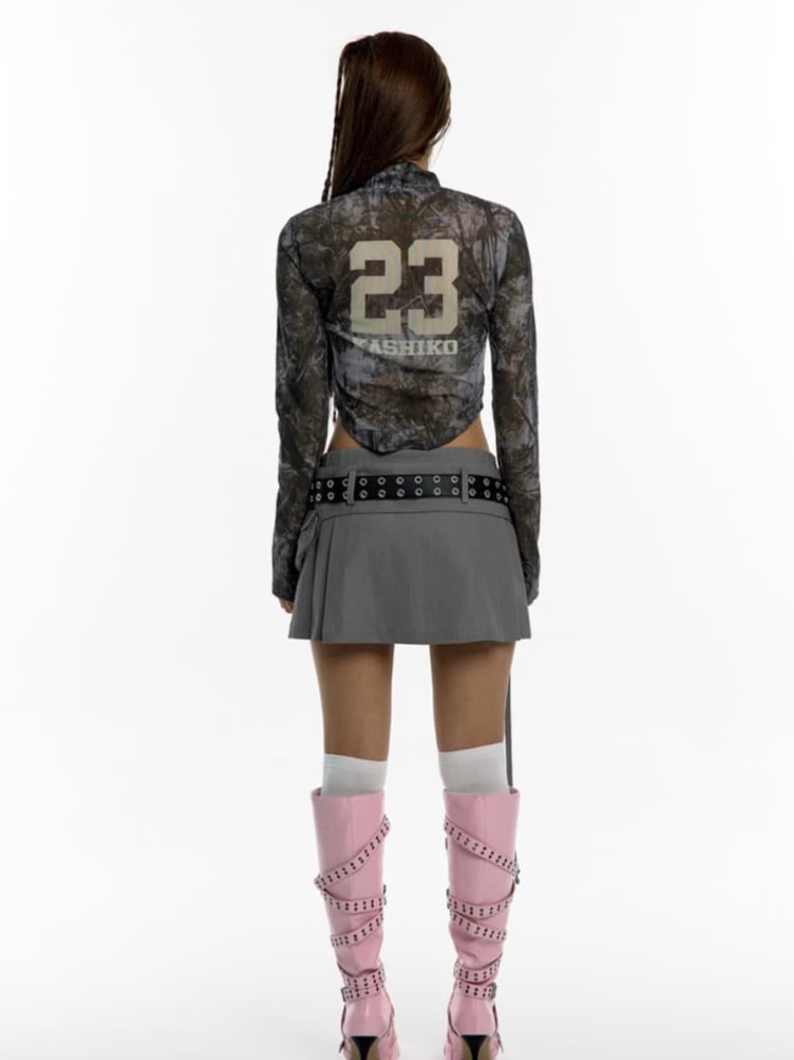 카시코 플리츠 포켓 벨트 미니 스커트 M 상품이미지3