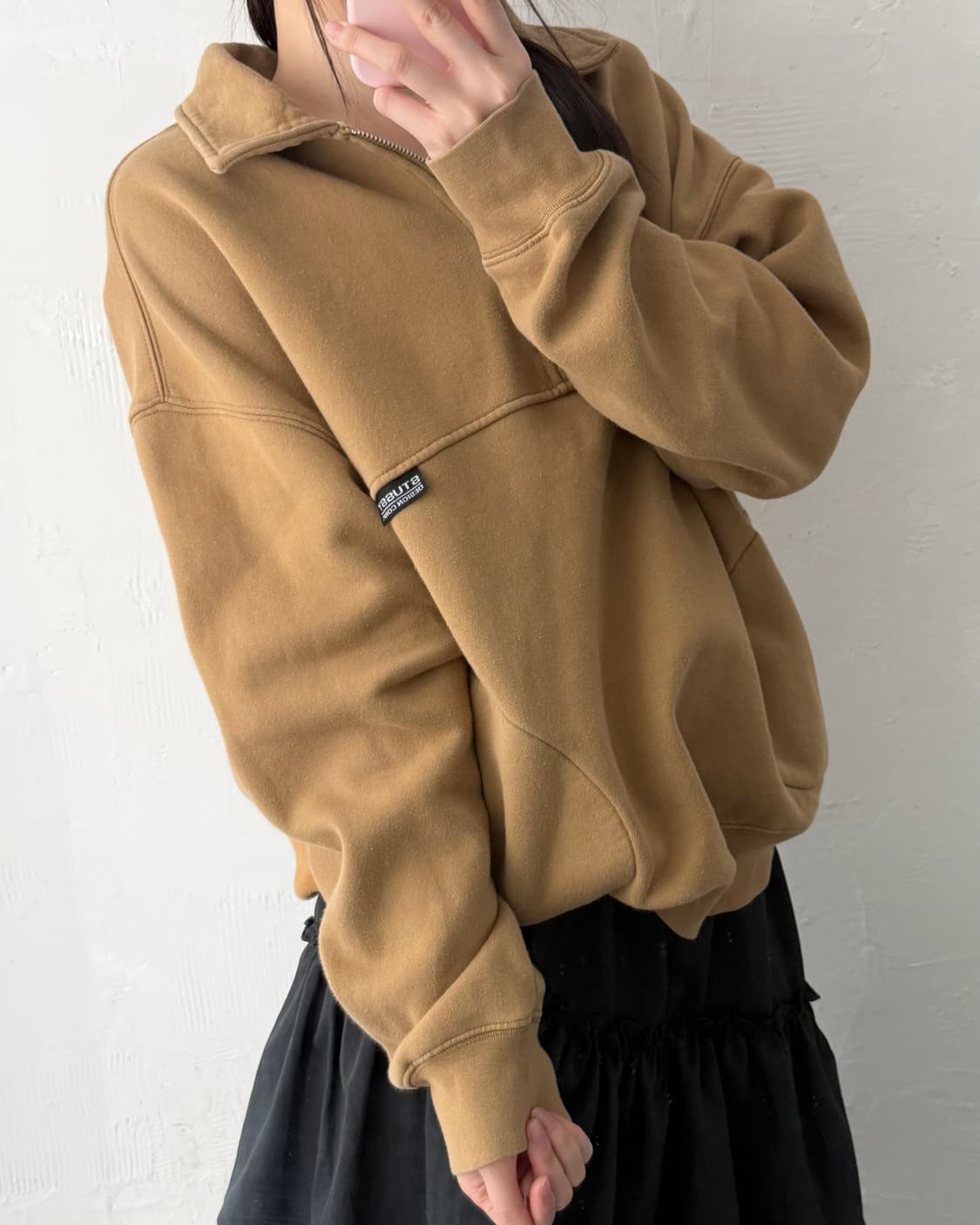 Stussy 스투시 딥베이지 컬러 카라 하프집업 맨투맨 상품이미지2