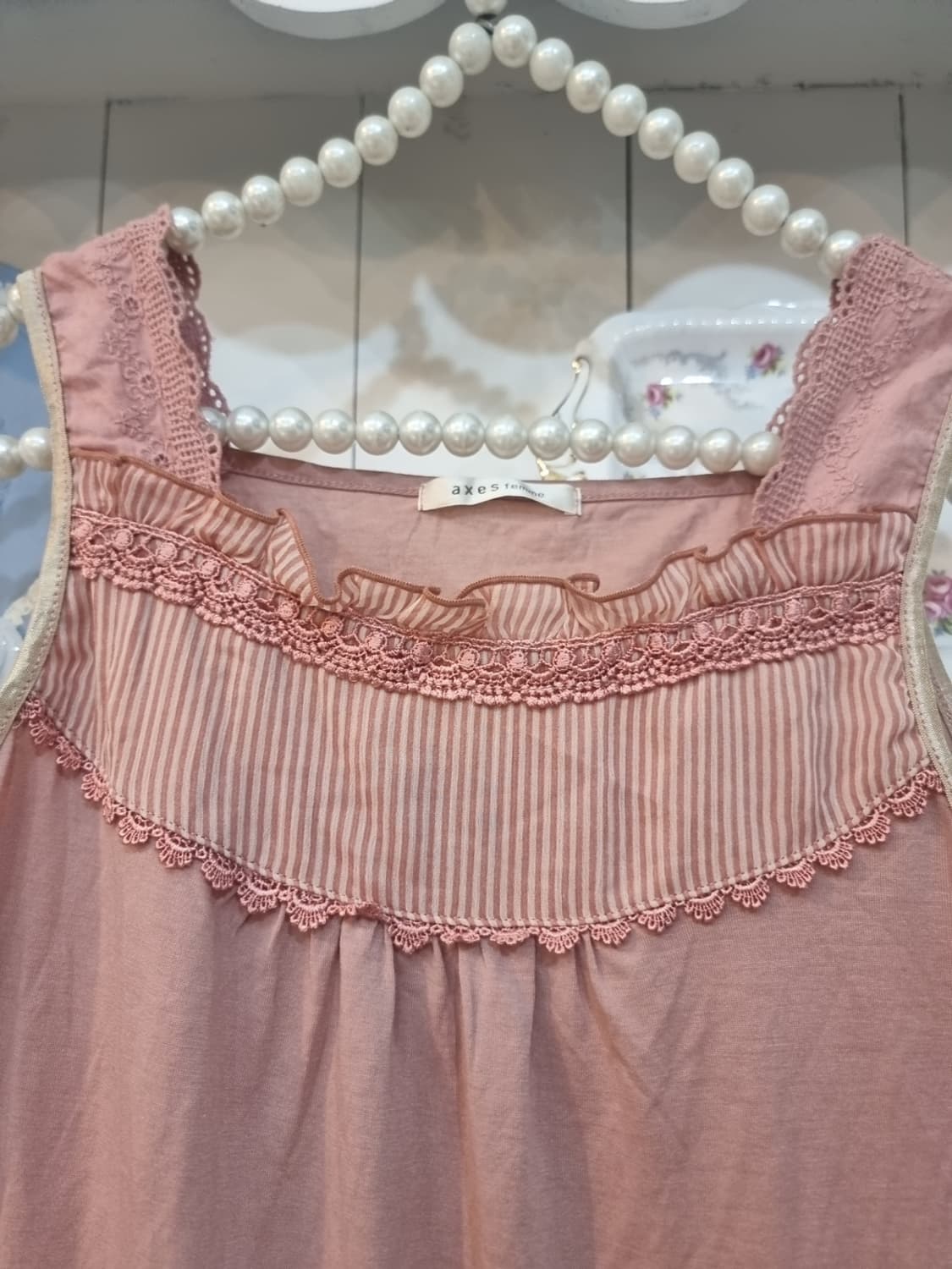 axes femme(악시즈팜므) 딸기우유핑크 레이스 프릴 슬립원피스 상품이미지2