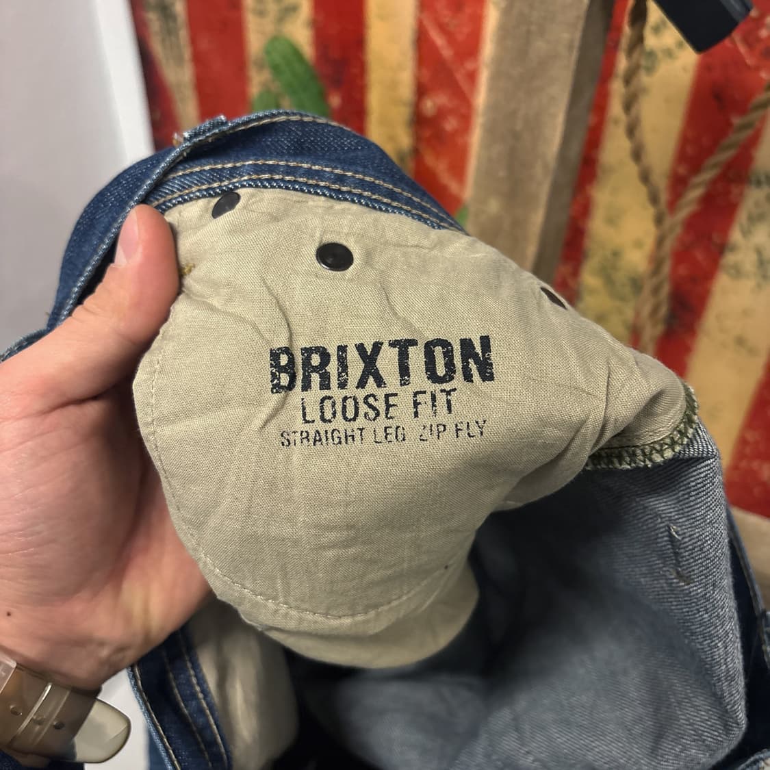 90s 폴로진스 브릭스톤 루즈핏 중청 데님팬츠 가죽탭 N586 상품이미지8