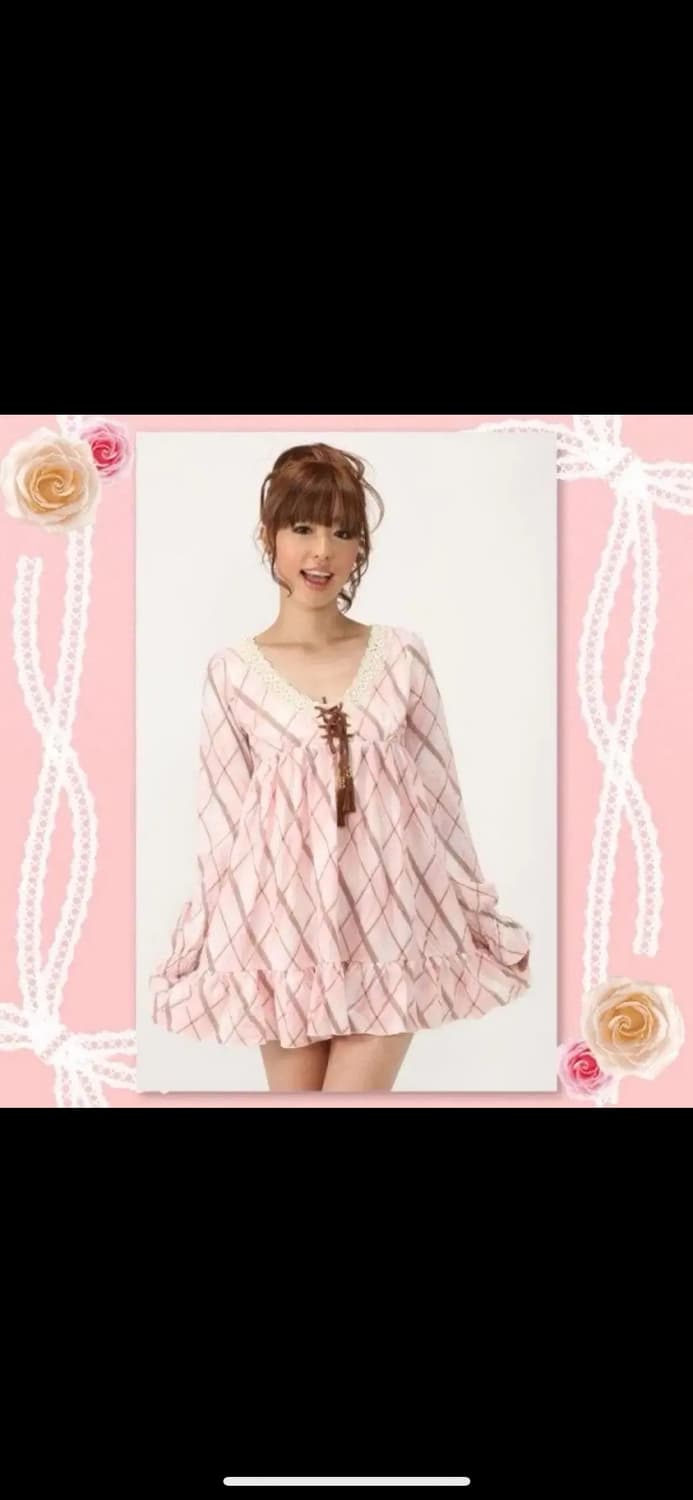 리즈리사 핑크 아가일 원피스 라떼갸루 상품이미지1