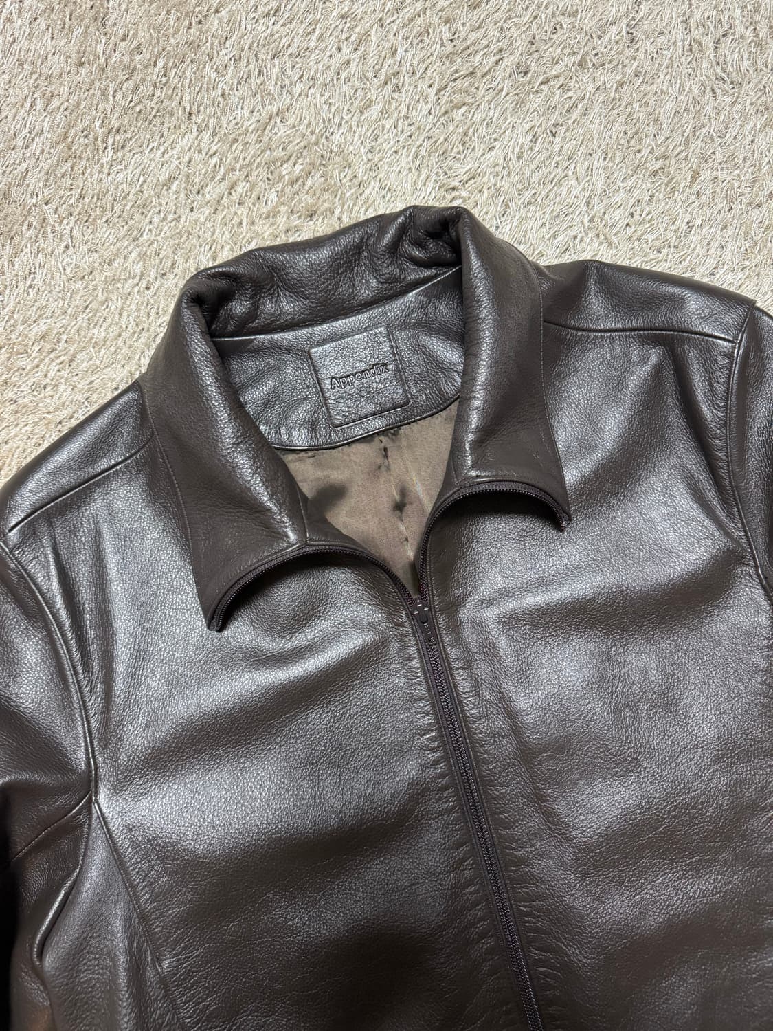[2] appendix leather jacket brown 상품이미지1