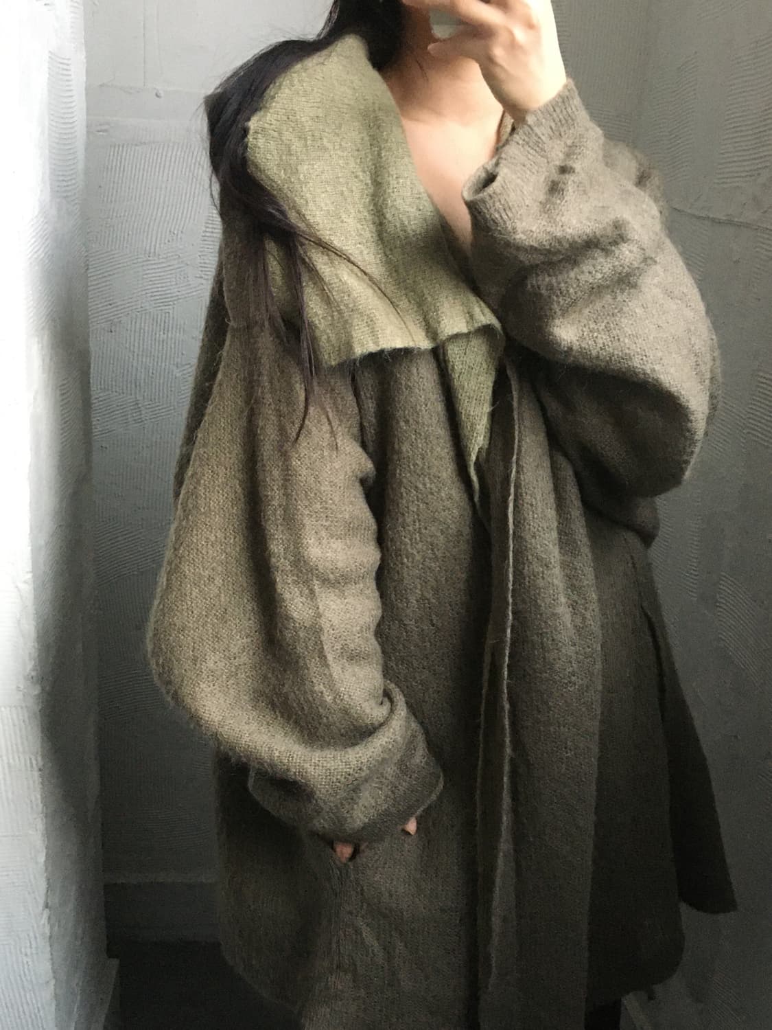 Issey Miyake 이세이미야케 90’s 카키-브라운 레이어드 가디건 상품이미지1