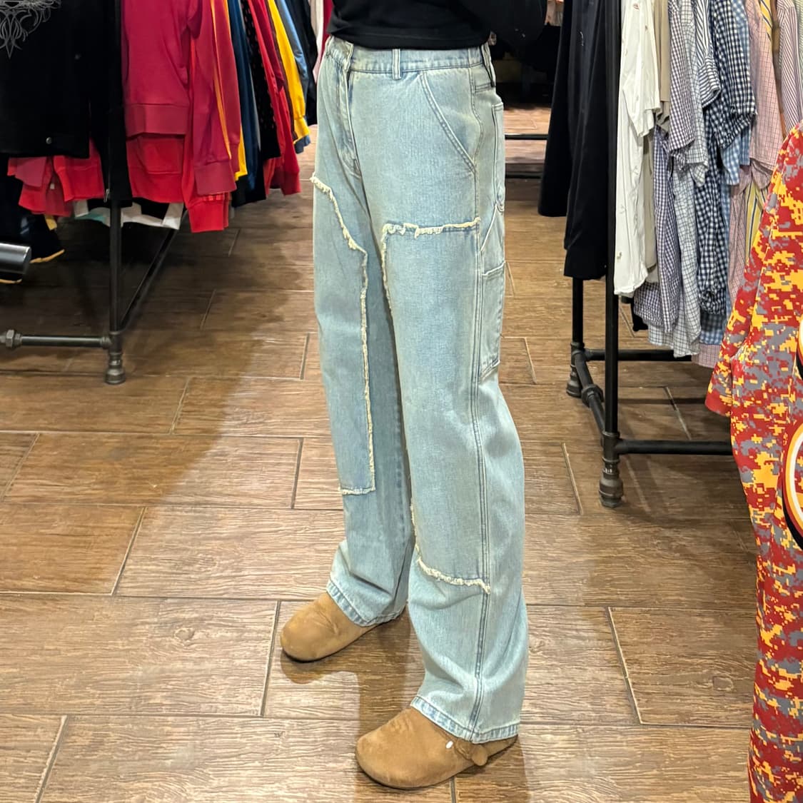 [HI] VTG 컷팅 디테일 데님팬츠 연청 상품이미지3