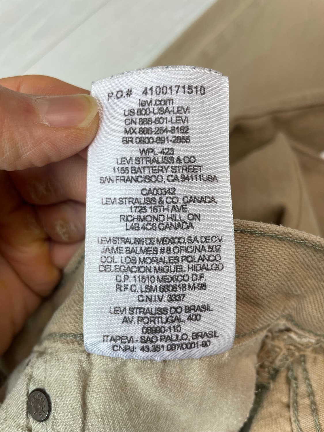 리바이스 501 베이지 데님 팬츠 상품이미지7