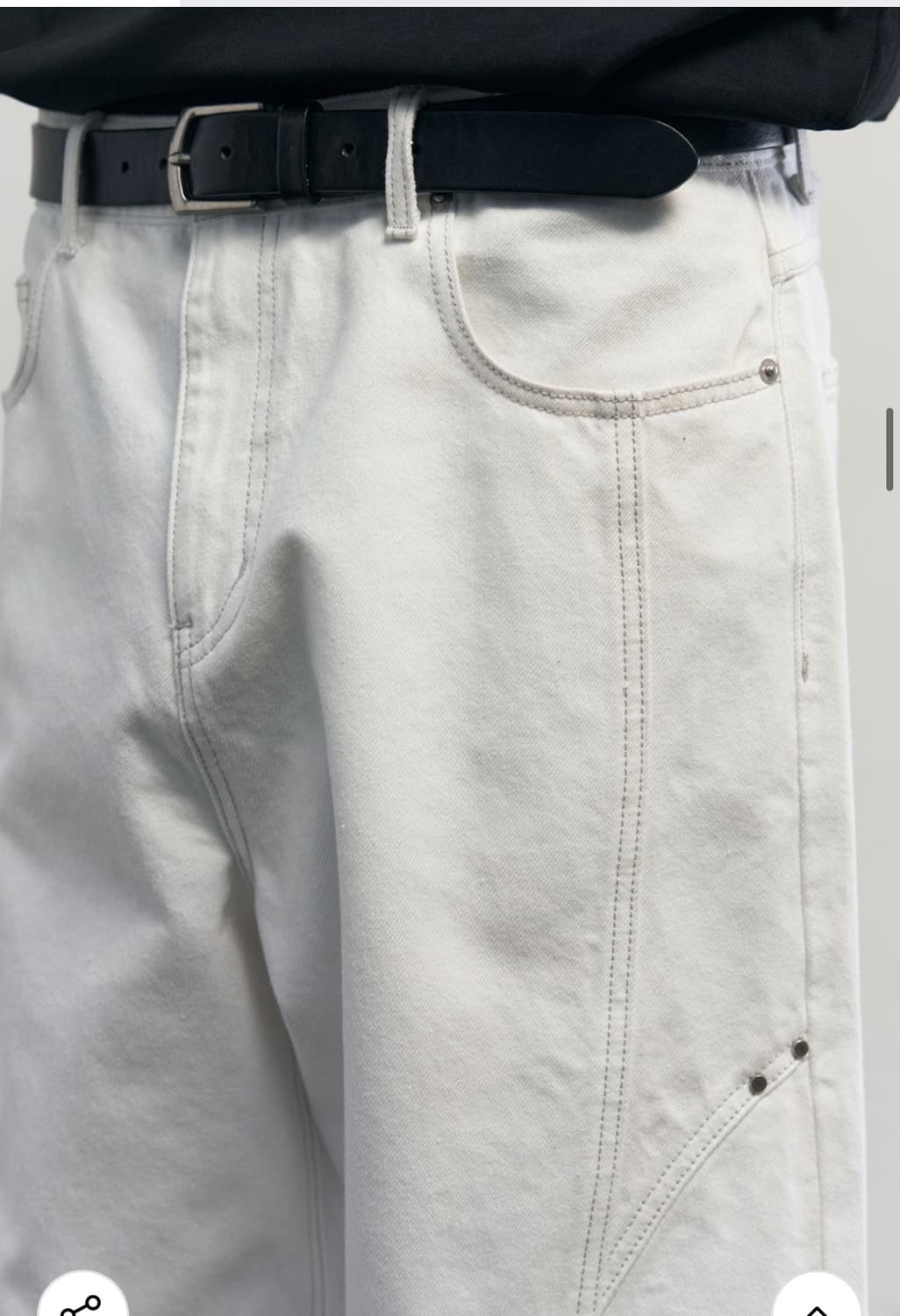 (새상품)(L) 알리스 스티치드 커브 와이드 데님 팬츠 [오프화이트] 상품이미지7