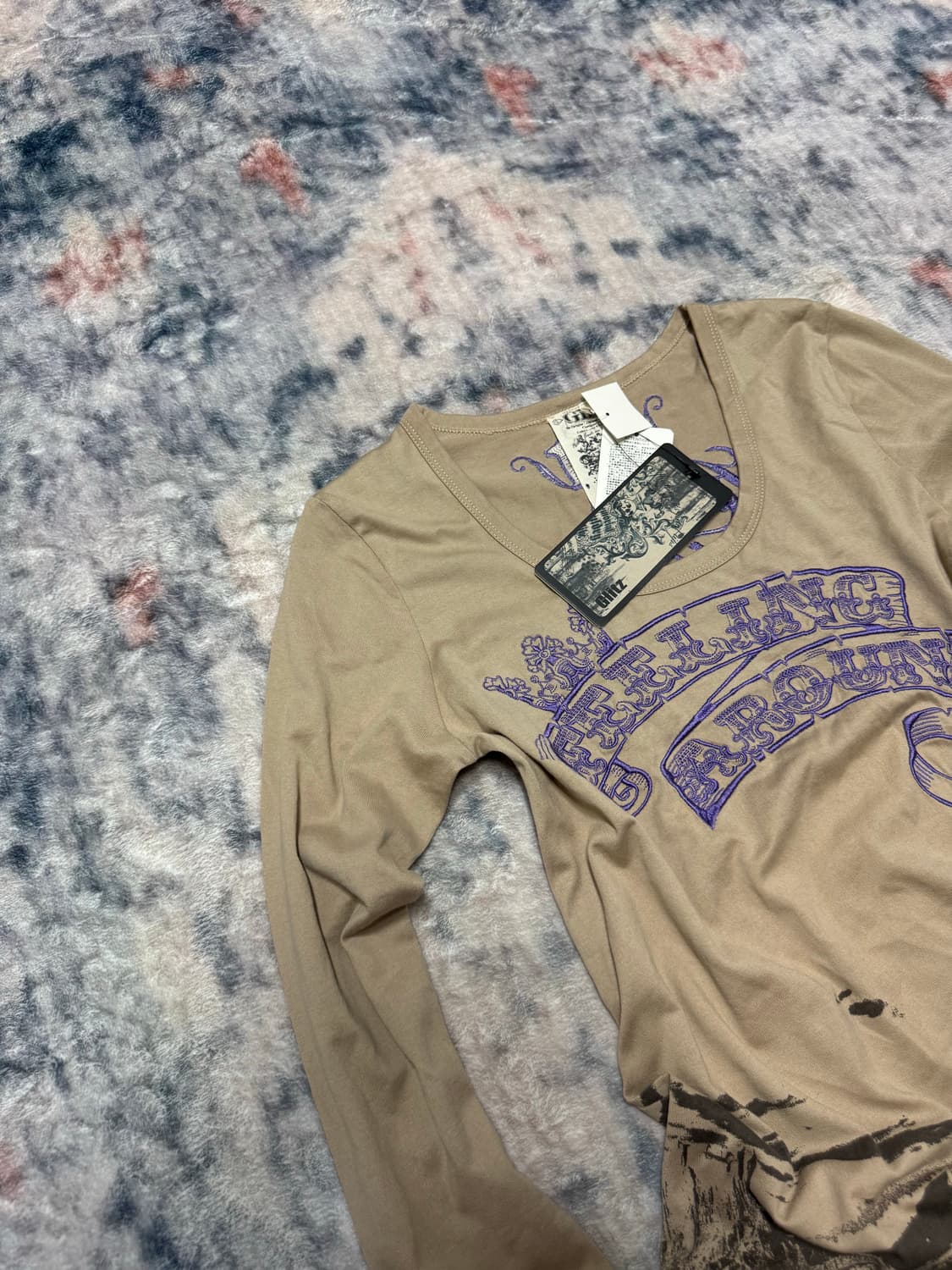 Glitz y2k beige cargo pocket cut sew 상품이미지3