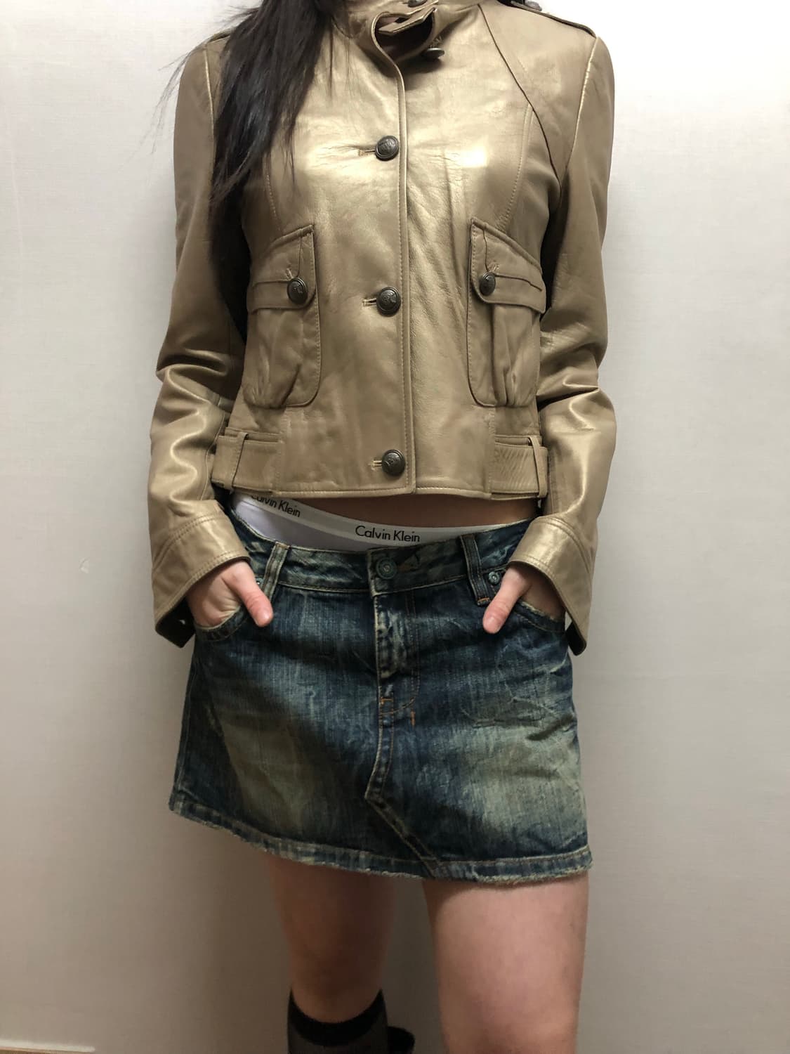 빈티지 데님 펑크 로우라이즈 스커트 상품이미지2