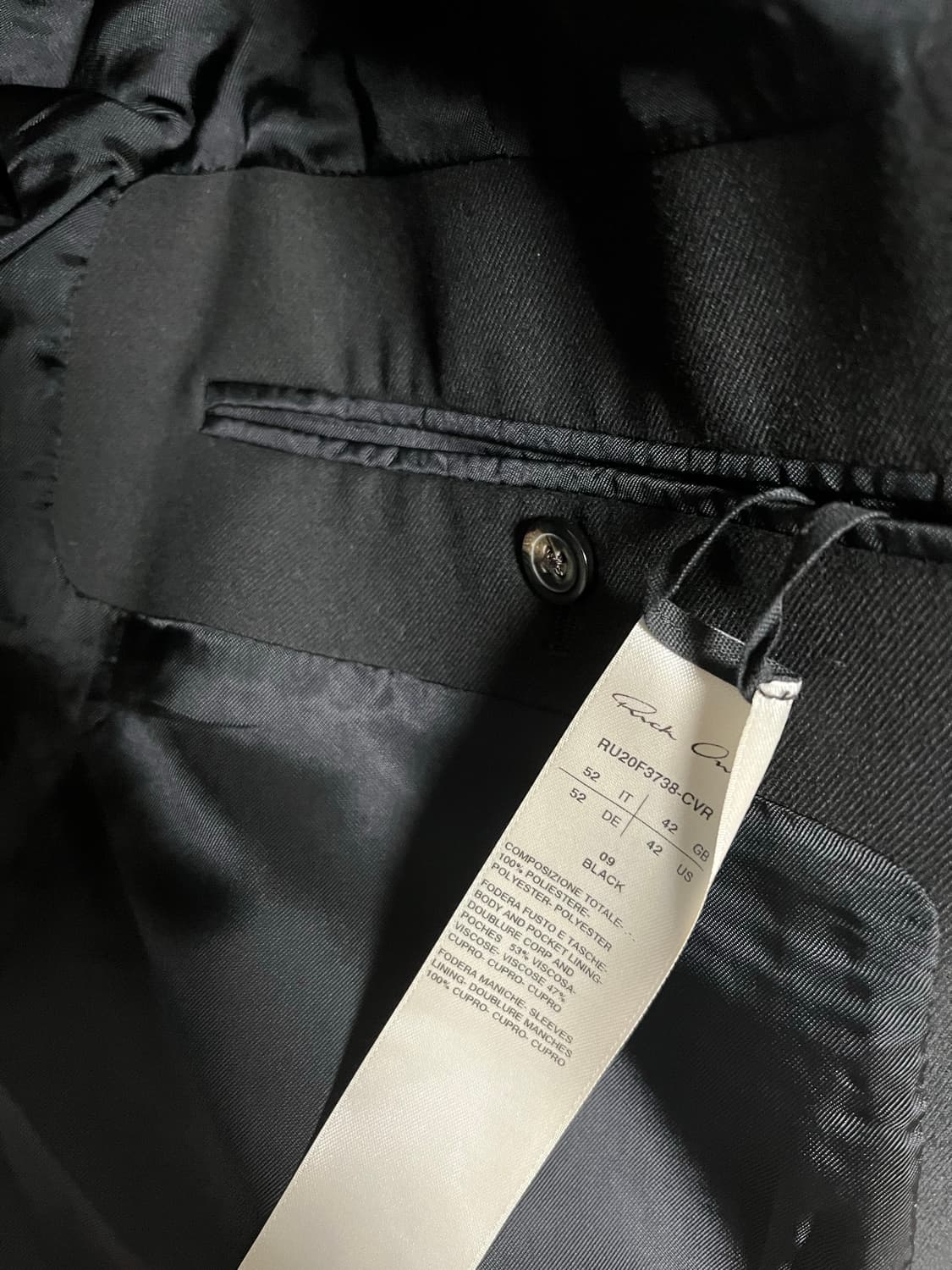 릭오웬스 원버튼 블레이져 상품이미지3