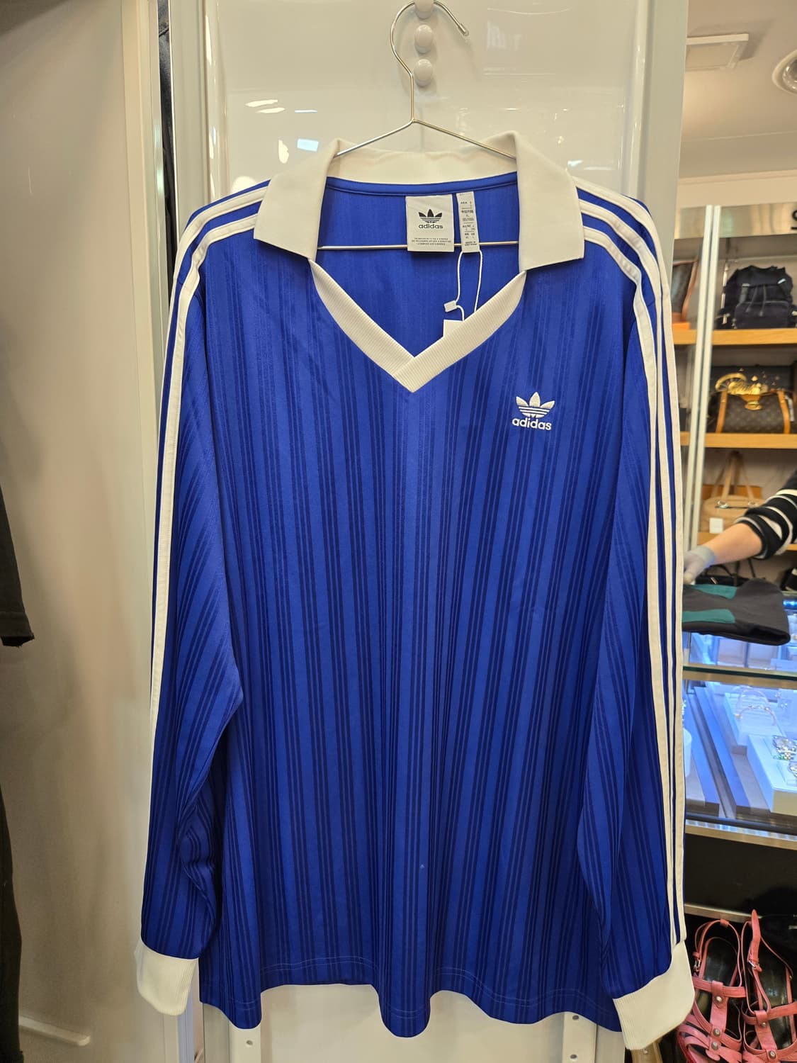 아디다스 삼선 블루 긴팔 티셔츠 상품이미지1