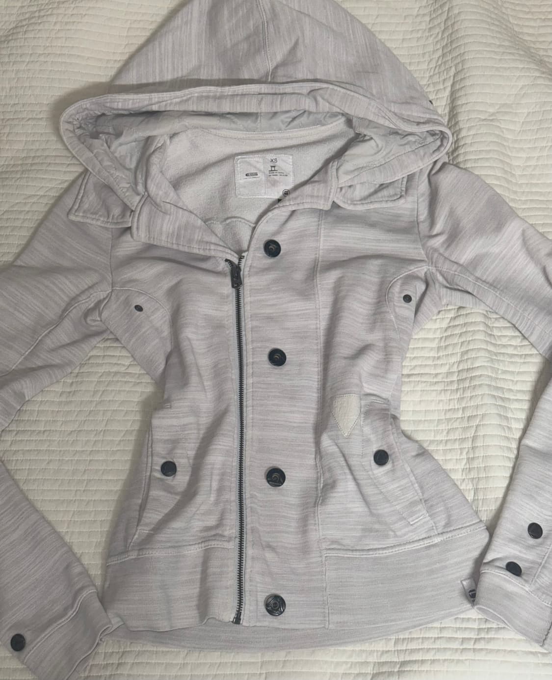 지스타로우 G star raw y2k 화이트 멜란지 버튼 후드집업 상품이미지1