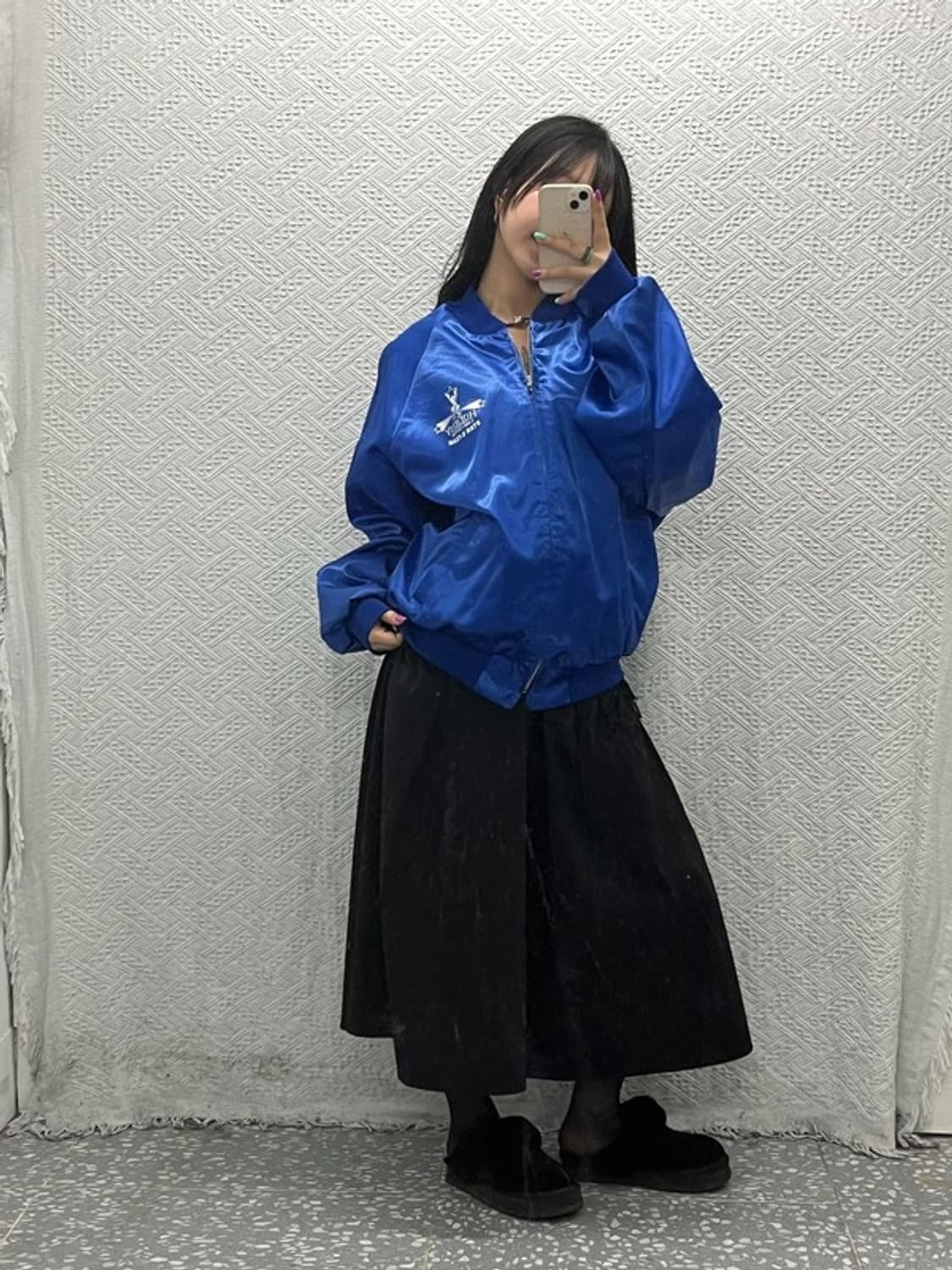 킹 루이 올드스쿨 빈티지 코발트 블루 새틴 블루종 자켓 XL C06697 상품이미지2