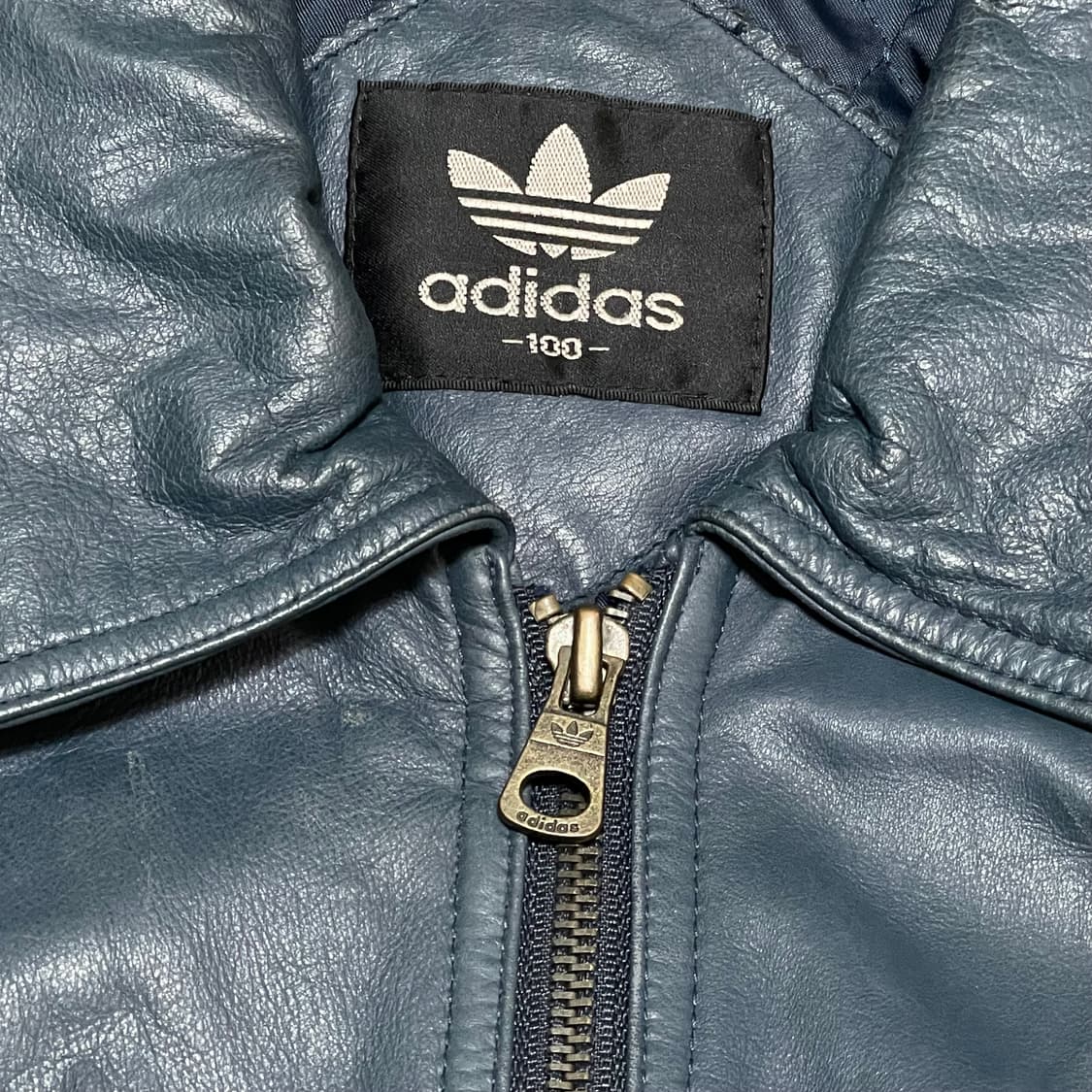 [L] 90s 빈티지 아디다스 올드스쿨 소가죽 봄버 블루종 자켓 상품이미지2