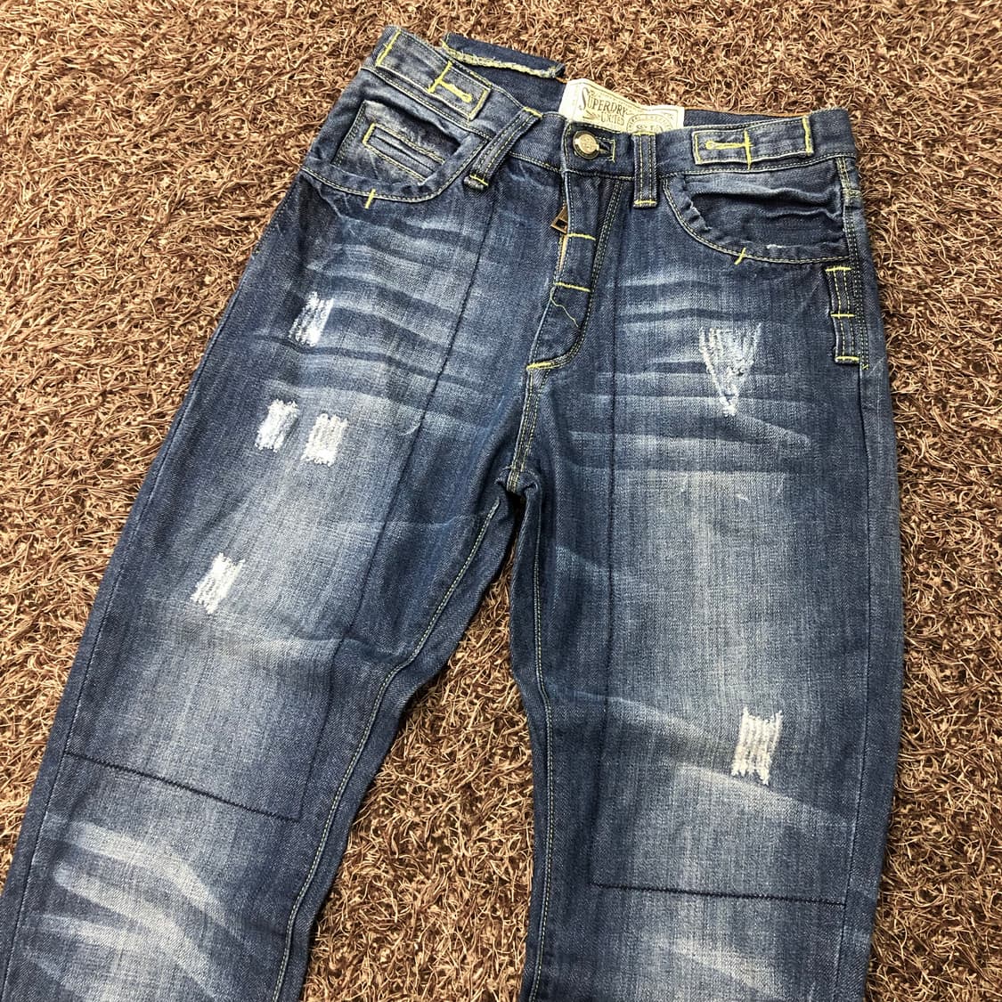 슈퍼드라이 디스 워싱 신치백 데님 팬츠 상품이미지5