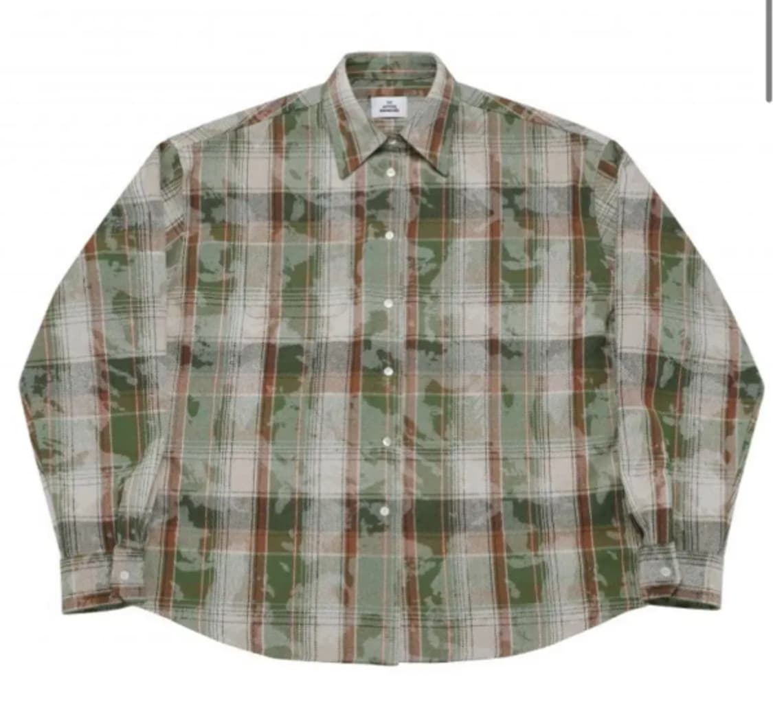 [L] mjd 오버사이즈 체크 셔츠 빈티지 그린 상품이미지1