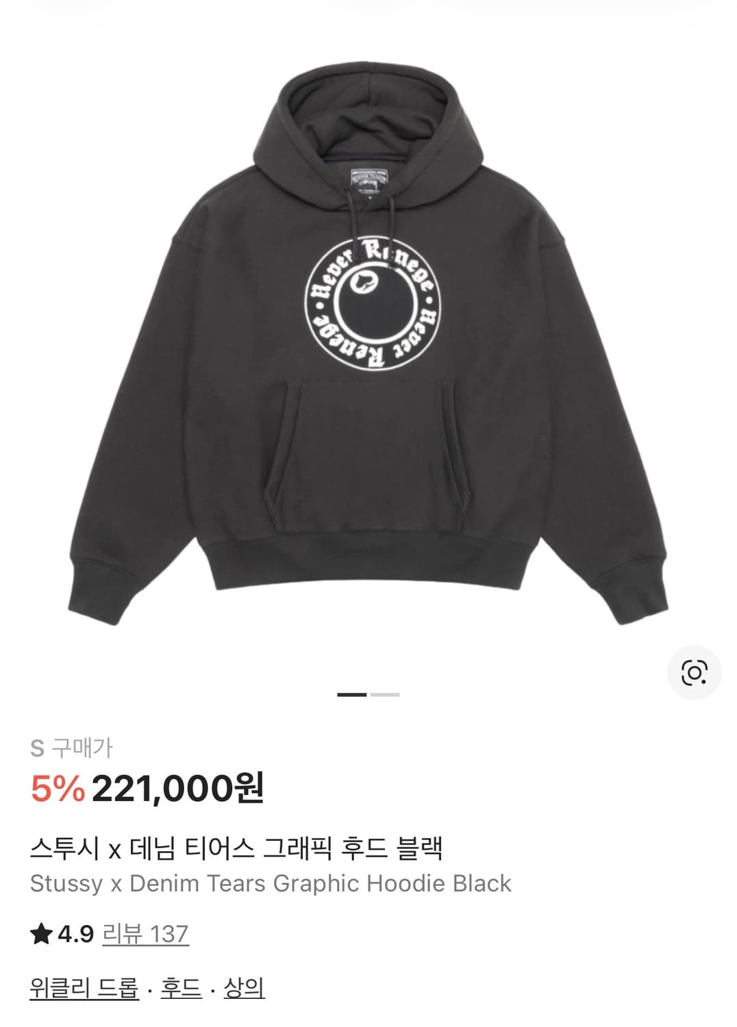 스투시 데님티어스 후드 s 상품이미지1