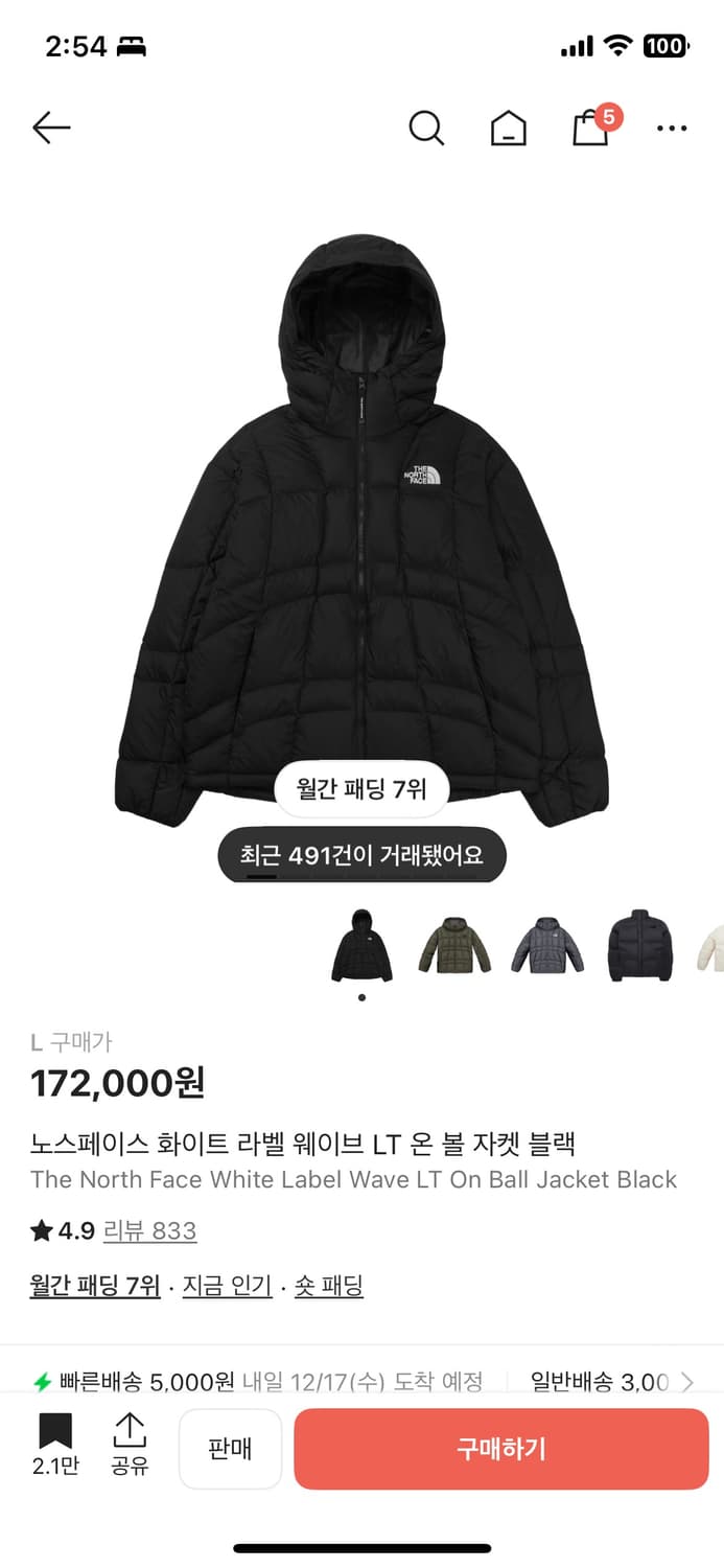 노스페이스 패딩 화이트라벨 웨이브 lt 온볼 상품이미지1