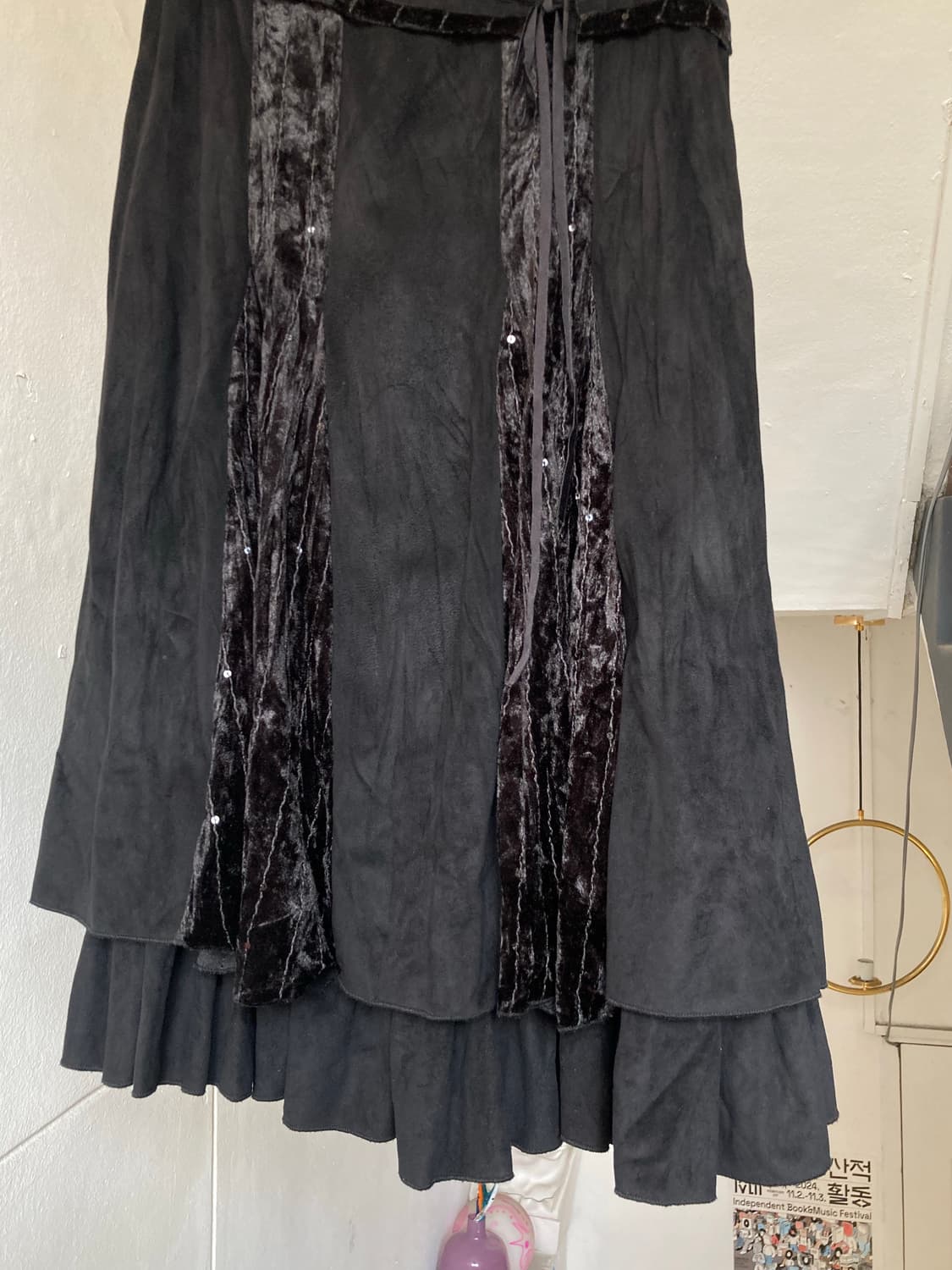 벨벳 레이어드 캉캉 미디 플레어 스커트 상품이미지3