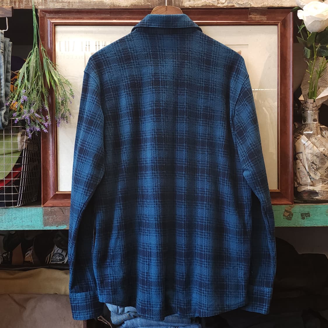 90s 랭글러 플리스 워크셔츠 플란넬 셔츠 청록색 xl 상품이미지3