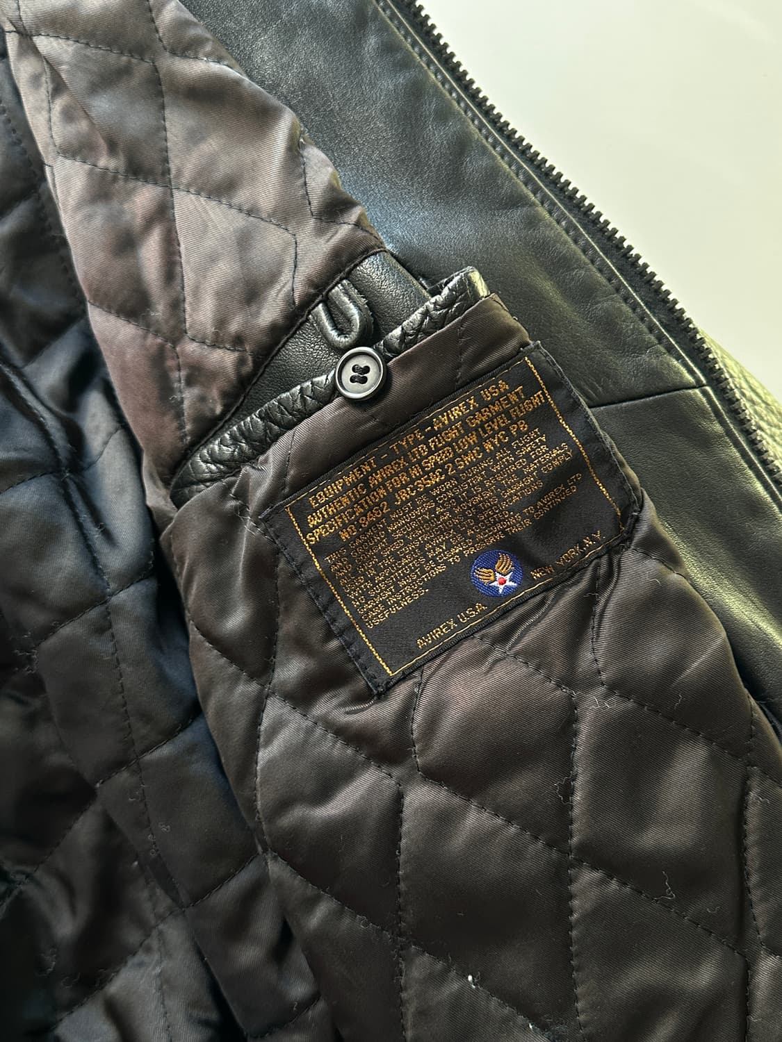 아비렉스 avirex 90s 아이콘 바시티 레더자켓 블랙 상품이미지7