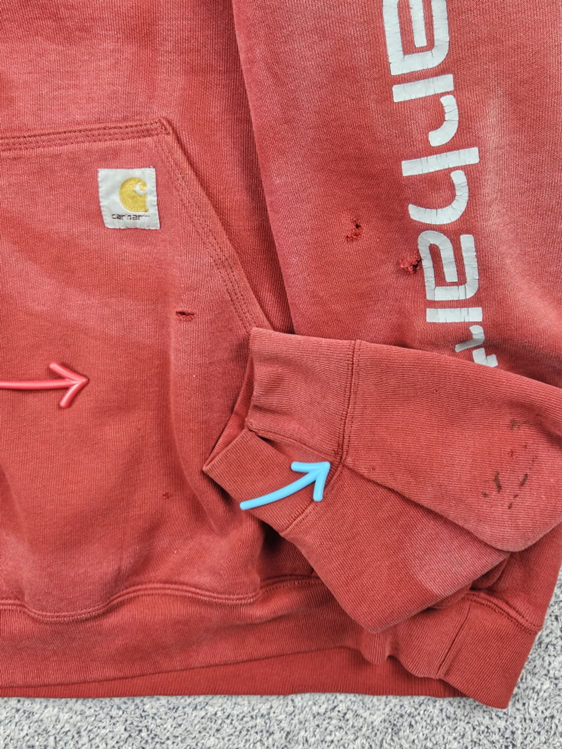 칼하트 다잉 워시드 커스텀 스웻 후드 티셔츠 ( 2XL ) / 10135 상품이미지7