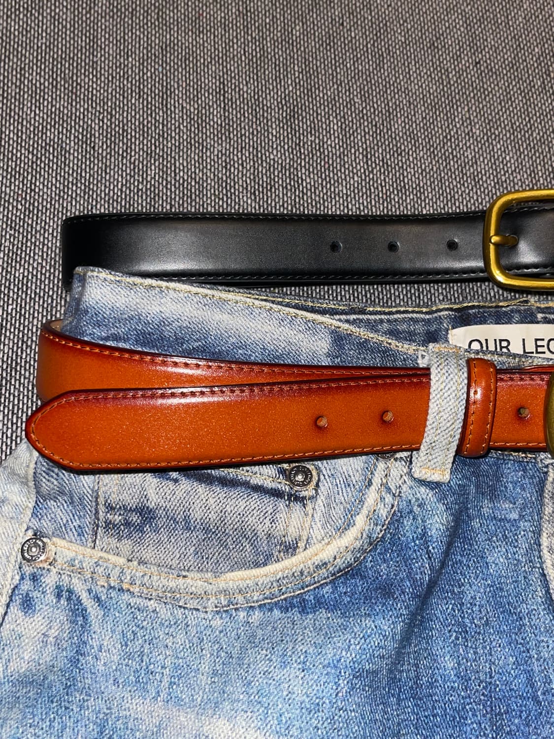 소가죽 브라스 버클 데일리 벨트 (블랙/브라운) 상품이미지6