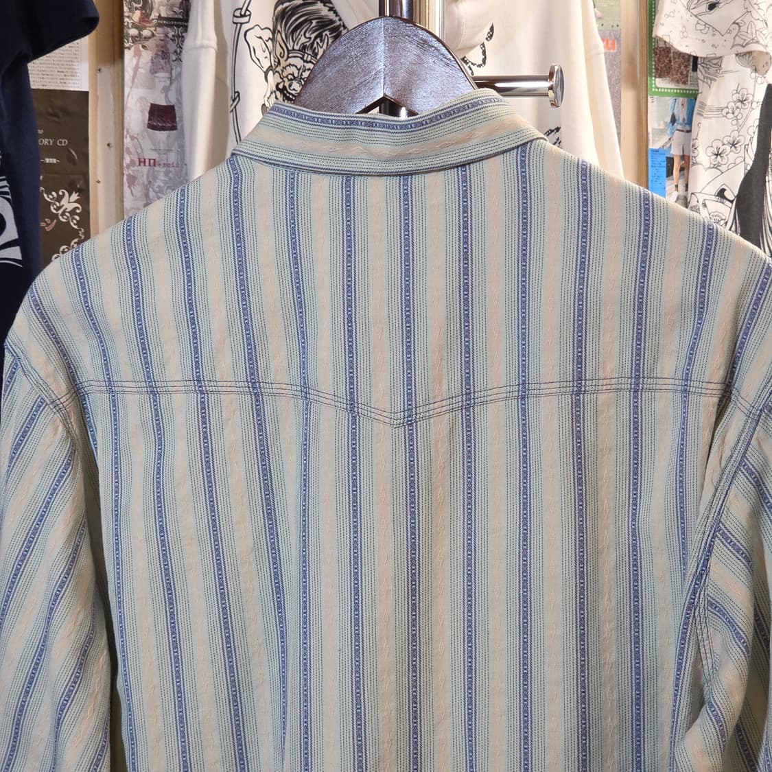 USA 빈티지 에스닉 스트라이프 민트 셔츠 상품이미지6