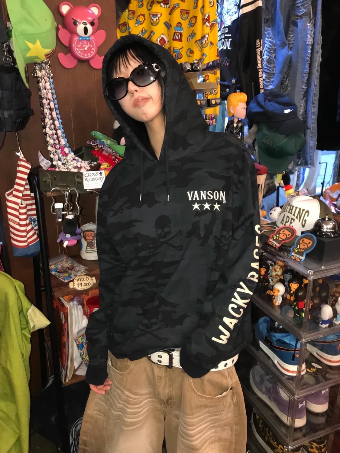 밴슨 X 와키 레이스 패치 콜라보 카모 후드 롱슬리브  상품이미지1