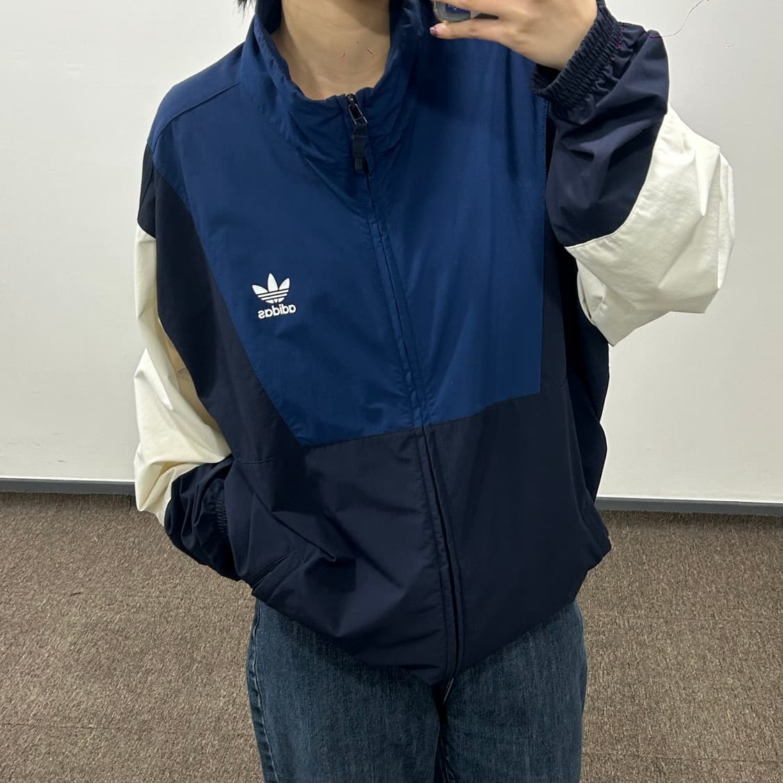 Adidas 아디다스 2-way 파이어버드 네이비 배색 바람막이 상품이미지2