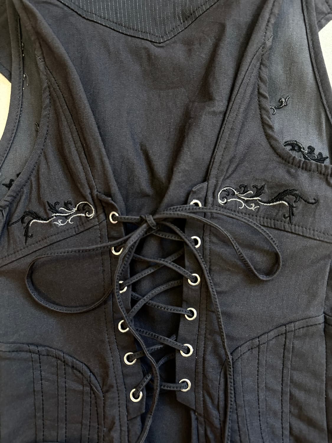 Ozz croce 아일렛 지퍼 베스트 상품이미지6