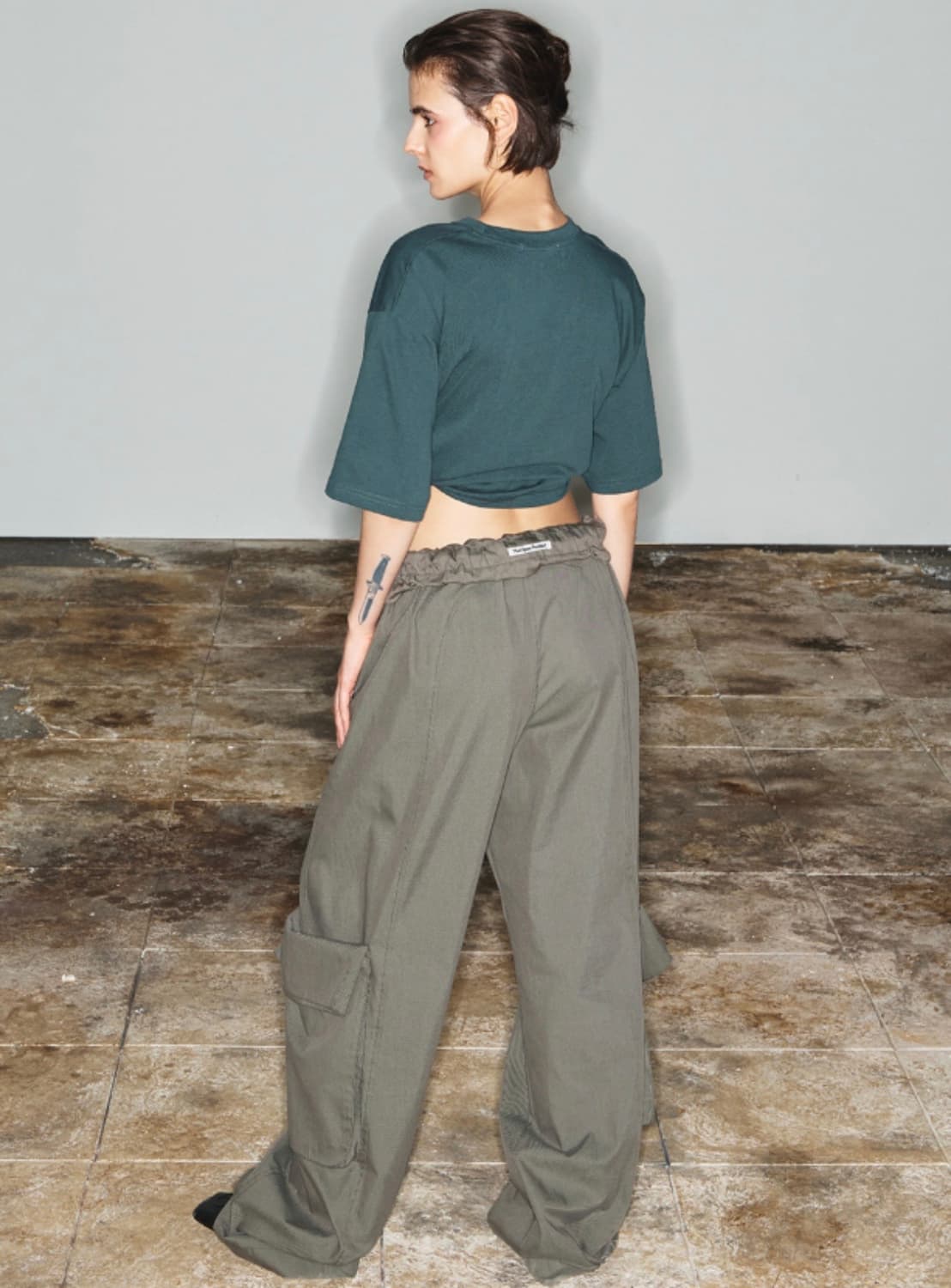 rolled waist cargo pants, black 상품이미지3