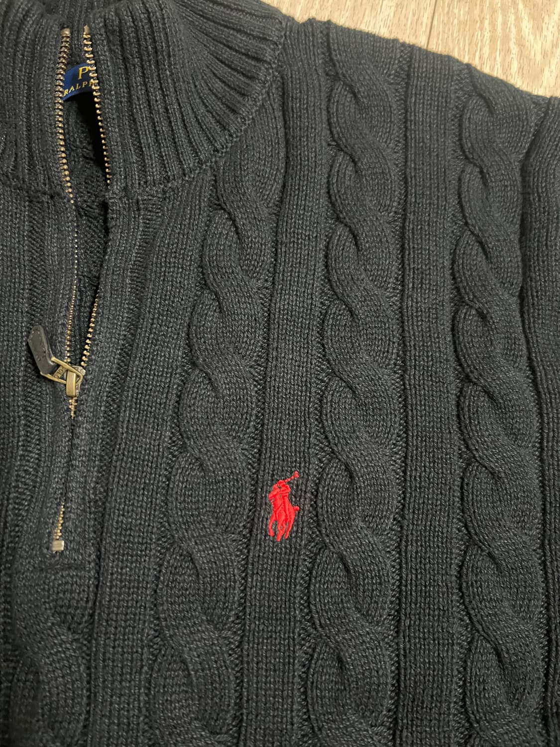 폴로 꽈베기니트 하프집업 블랙 L 상품이미지7