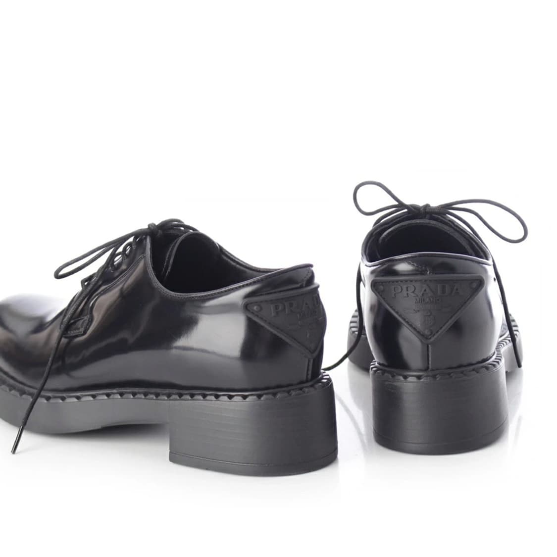 새상품 프라다 로퍼 더비 슈즈 삼각 로고 브러시드 구두 38 사이즈 상품이미지4