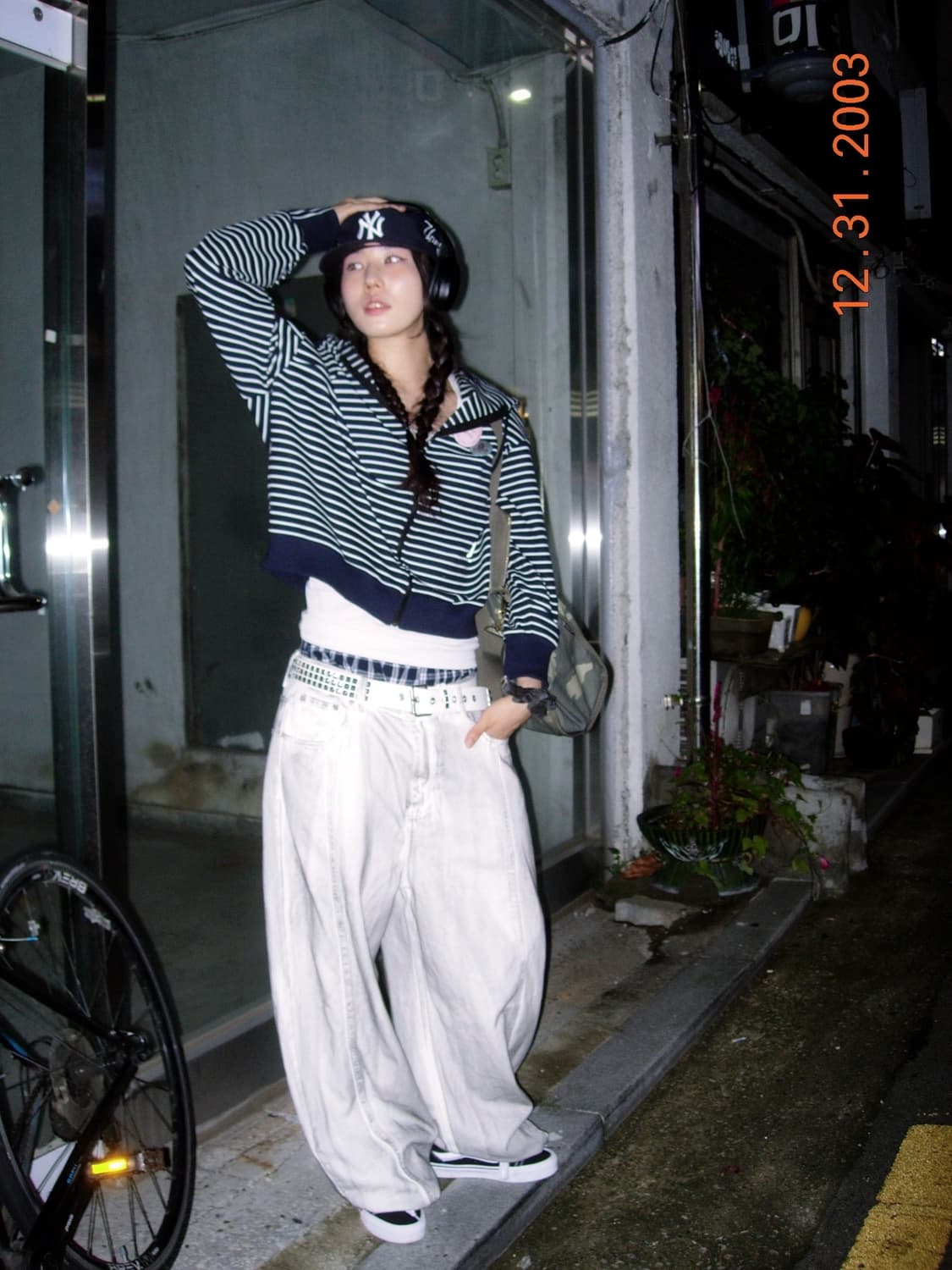 다미쉬 미드나이트 플라워 스트라이프 후드집업 M 상품이미지3