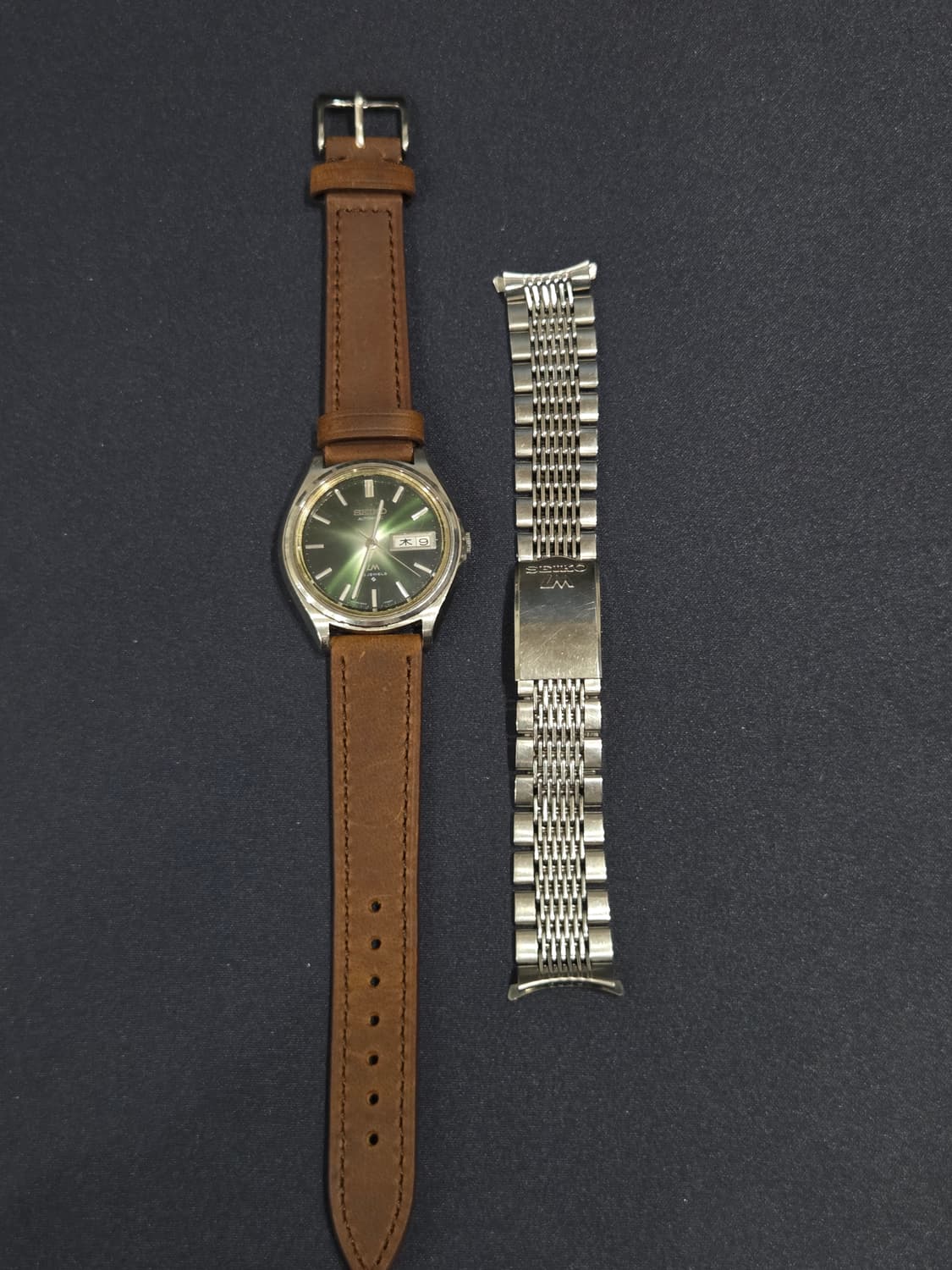 세이코LM 로드매틱 5606-7071 녹판 + 신품 소가죽 스트랩 상품이미지1
