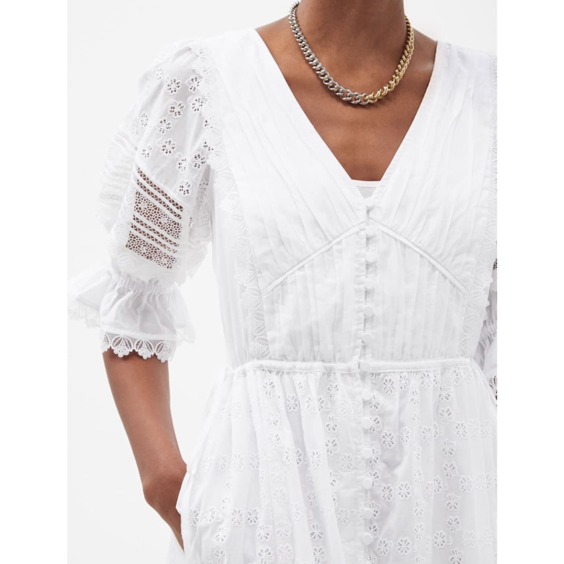 셀프포트레이트 앙글레이즈 화이트 원피스 상품이미지1