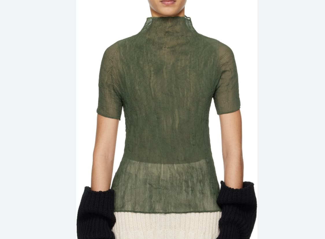 [택채 새상품] 이세이 미야케 시폰 트위스트 3 탑 나이트 그린 상품이미지2