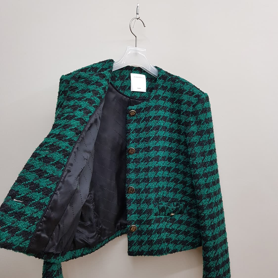 산드로 SANDRO 체크 텍스처 크롭 자켓 38사이즈 상품이미지6