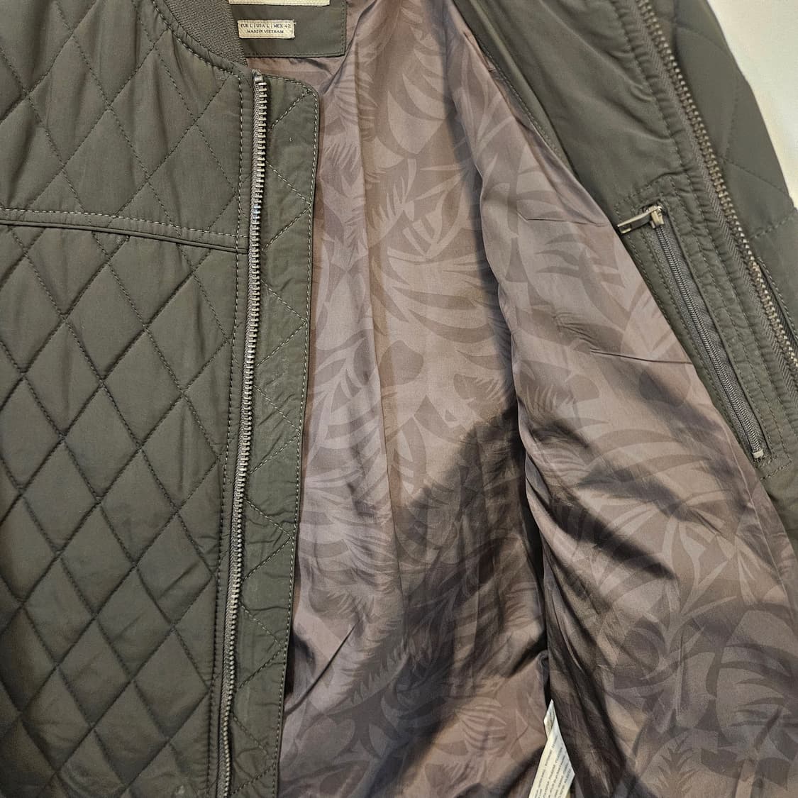 자라 맨 퀼팅 봄버 재킷 올리브 L 상품이미지4